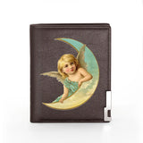High Moon Angel Leather Wallet Men Women Slim Billfold