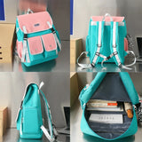 Multiple Pockets Buckle Women Backpack Large Capacity Waterproof Laptop Backpack