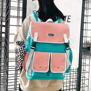 Multiple Pockets Buckle Women Backpack Large Capacity Waterproof Laptop Backpack
