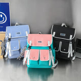 Multiple Pockets Buckle Women Backpack Large Capacity Waterproof Laptop Backpack