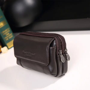 Men Leather Belt Waist Pack Phone Pocket Money Bag
