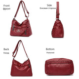 Soft Wash Leather Women Crossbody Shoulder Bag Multi-Pocket