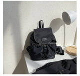 Nylon Backpack Large Capacity Button Travel Bag Harajuku Unisex