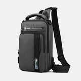 Nylon Chest Bag USB Charging Cross Body Rucksack Sling Backpack