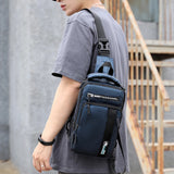 Nylon Chest Bag USB Charging Cross Body Rucksack Sling Backpack