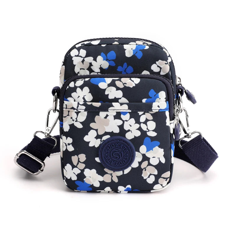 Nylon Floral Messenger Bag Mini Shoulder Multifunctional Phone Bag