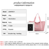 Nylon Women's Shoulder Bag Large Capacity Tote Solid Color Travel Bag