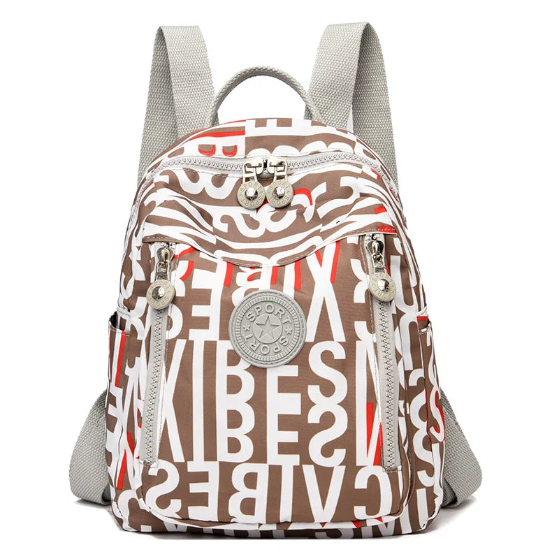 Nylon Floral Women Backpack Multifunctional Travel Bag