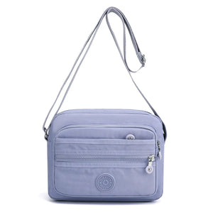 Nylon Multilayer Crossbody Bag with Flaps