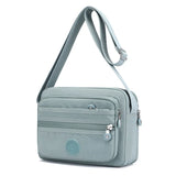 Nylon Multilayer Crossbody Bag with Flaps