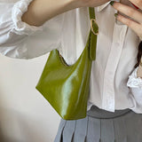 Classic Women Shoulder Bag Small Handbag Retro Solid Half Circle Hand Bag