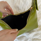 Classic Women Shoulder Bag Small Handbag Retro Solid Half Circle Hand Bag