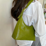 Classic Women Shoulder Bag Small Handbag Retro Solid Half Circle Hand Bag