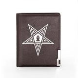 Eastern Star Leather Wallet Men Women Billfold Short Purses