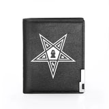 Eastern Star Leather Wallet Men Women Billfold Short Purses