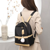 Oxford Cloth Women's Backpacks Hair Ball Pendant Girls Student