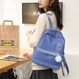 Oxford Cloth Women's Backpacks Hair Ball Pendant Girls Student