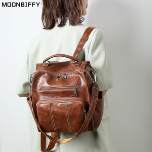 PU Leather Backpack Women Retro Backpacks Ladies School Bag Casual Backpacks