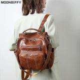 PU Leather Backpack Women Retro Backpacks Ladies School Bag Casual Backpacks