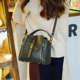 PU Leather Bucket Bag Vintage Style Totes