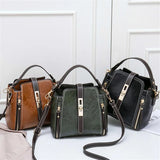 PU Leather Bucket Bag Vintage Style Totes