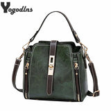 PU Leather Bucket Bag Vintage Style Totes