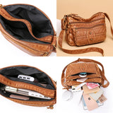 Retro Crossbody Bag for Women PU Leather Shoulder Purse Messenger Sac