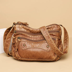 Retro Crossbody Bag for Women PU Leather Shoulder Purse Messenger Sac