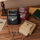 Vintage Solid Pocket Shell Bags 2 Straps Women Shoulder Crossbody Bag