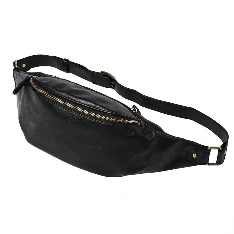 Men's Leather Waist Bag Fanny Pack Belt Bag Pouch