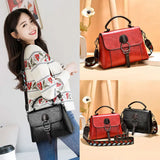 PU Leather Wide Strap Women Shoulder Crossbody Bag Lock Vintage Tote Handbag