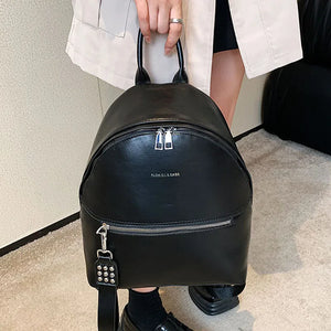 Small PU Leather Women Backpack for Teenage Girls College Shoulder School Bags