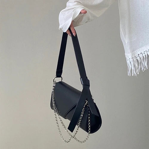 PU Leather Women Underarm Bag with Chain Shoulder Straps