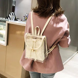 PVC Transparent Women Backpack Clear Rucksack for Teenage Girls