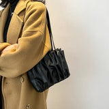 High Pleated Shoulder Bag Women Texture Handbags Autumn Totes