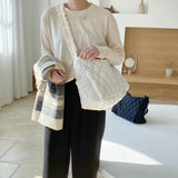 Plaid Quilting Nylon Crossbody Bag with Zipper Closure