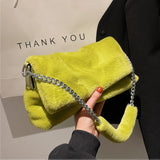 Winter Plush Chain Shoulder Bag for Women
