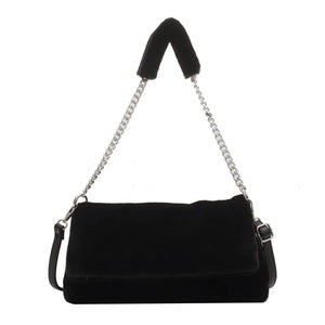 Winter Plush Chain Shoulder Bag for Women