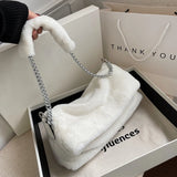 Winter Plush Chain Shoulder Bag for Women