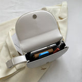 Women Half Moon Shoulder Bag Semicircular Crossbody Handbag Small
