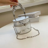 Silver Lattice Small Shoulder Purses Women Handbags