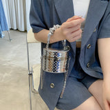 Silver Lattice Small Shoulder Purses Women Handbags