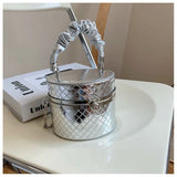 Silver Lattice Small Shoulder Purses Women Handbags
