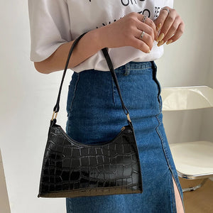 Stone Pattern Shoulder Bag Women's Handbag Zippered Underarm Shoulder Bag
