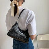 Stone Pattern Shoulder Bag Women's Handbag Zippered Underarm Shoulder Bag