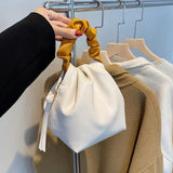 Stylish PU Leather Shoulder Bag Hit Color Bucket Bag