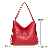 3-In-1 Pu Leather Women Bagpack Large Capacity Shoulder Handbag