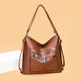3-In-1 Pu Leather Women Bagpack Large Capacity Shoulder Handbag