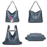 3-In-1 Pu Leather Women Bagpack Large Capacity Shoulder Handbag