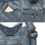 3-In-1 Pu Leather Women Bagpack Large Capacity Shoulder Handbag